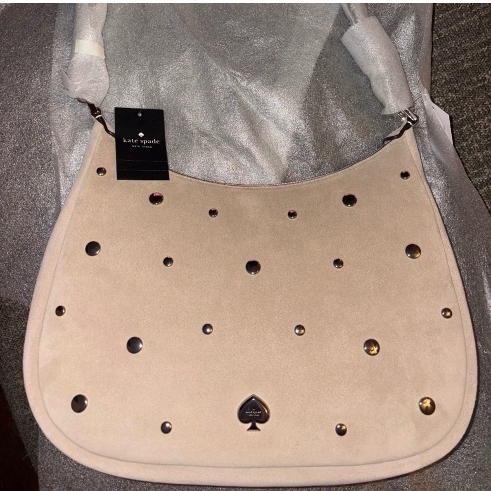 Kate Spade Kayla Suede Shoulder Bag with Stud Accents